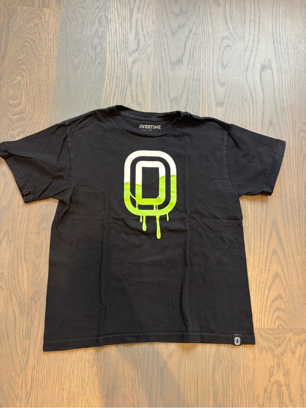 Overtime Kids' Black Short Sleeve Tee with Lime Graphic